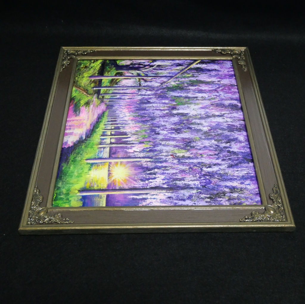 藤の花の油絵【紫光のカーテン】白毫寺 九尺ふじ 原画 一点物 インテリア 風景画 額縁対応可