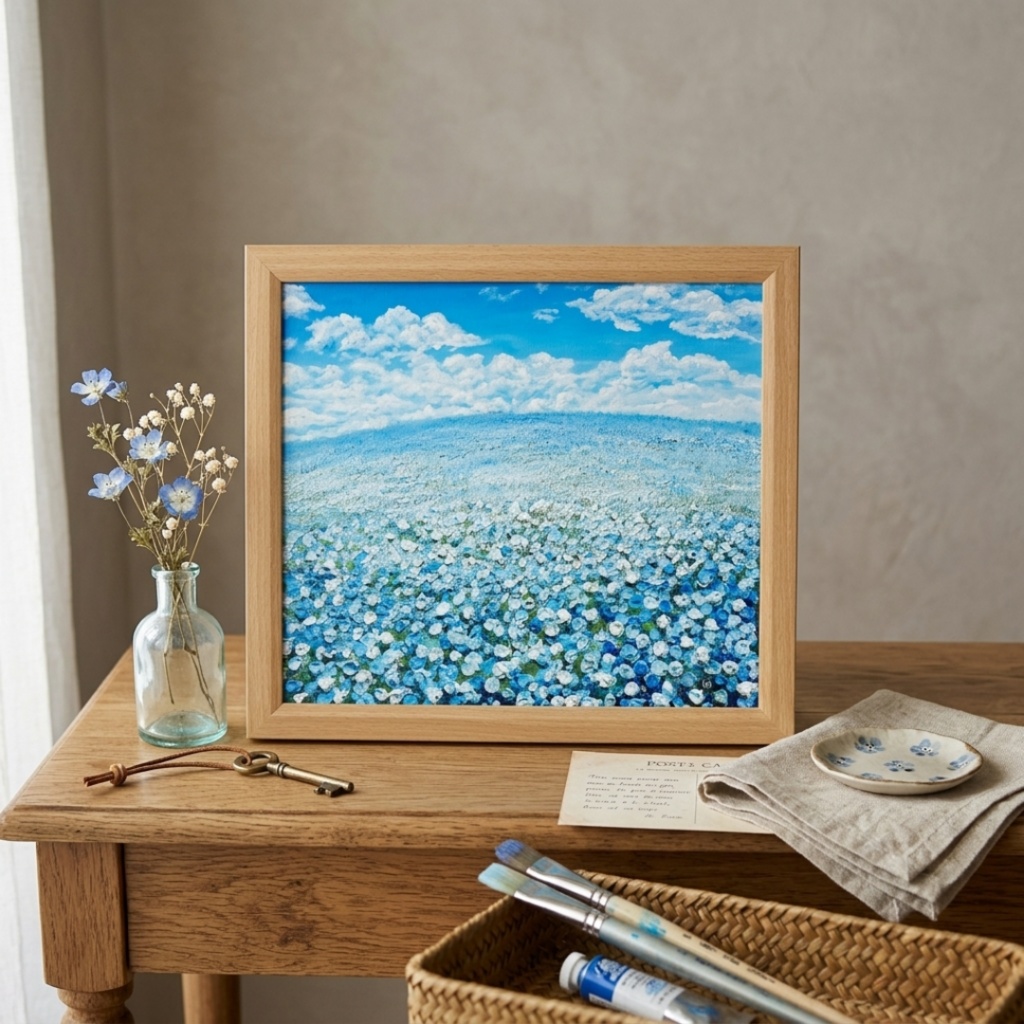 『丘の上の深呼吸』油絵 原画 風景画 母の日ギフト 結婚祝い 新築祝いに 爽やかな空間演出