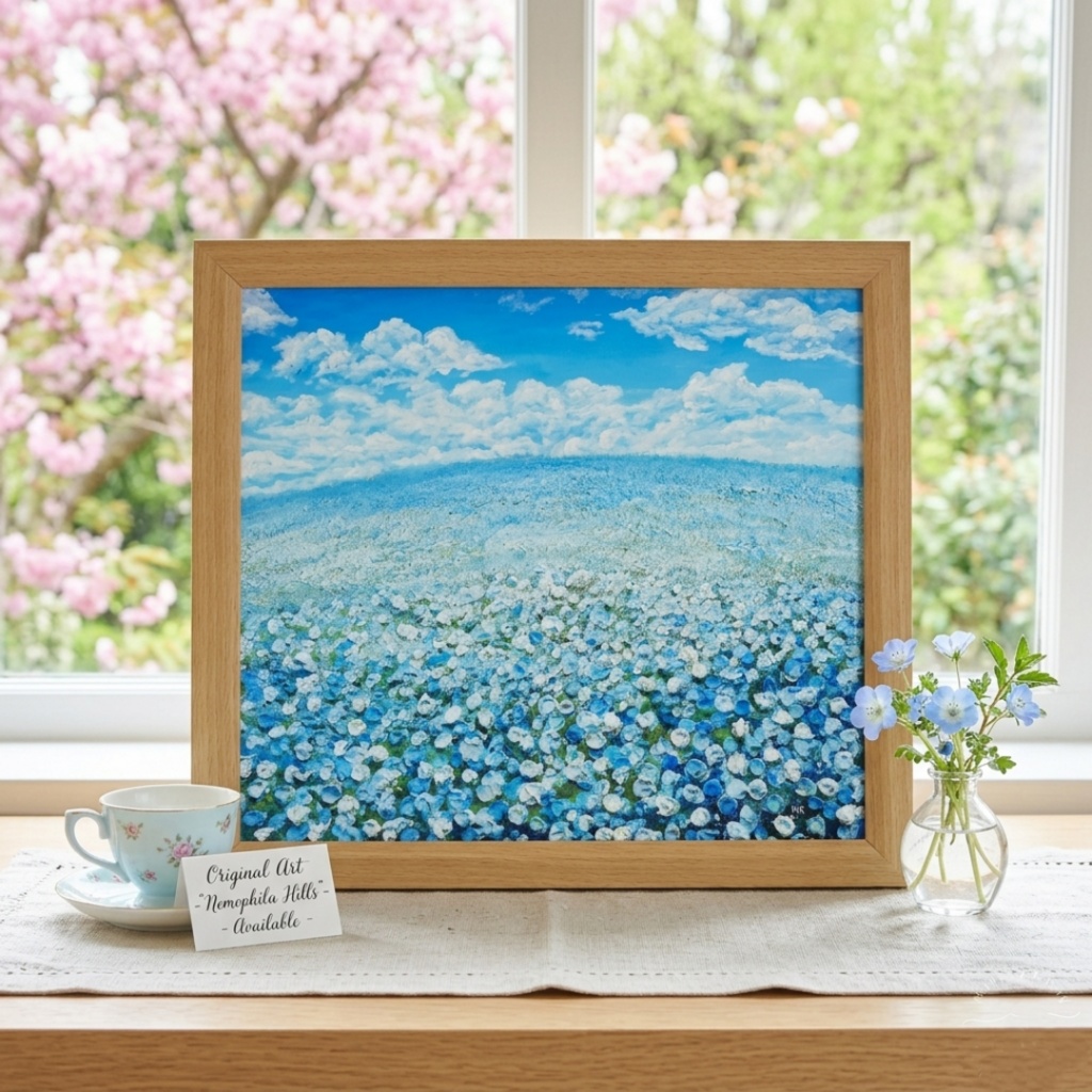 『丘の上の深呼吸』油絵 原画 風景画 母の日ギフト 結婚祝い 新築祝いに 爽やかな空間演出