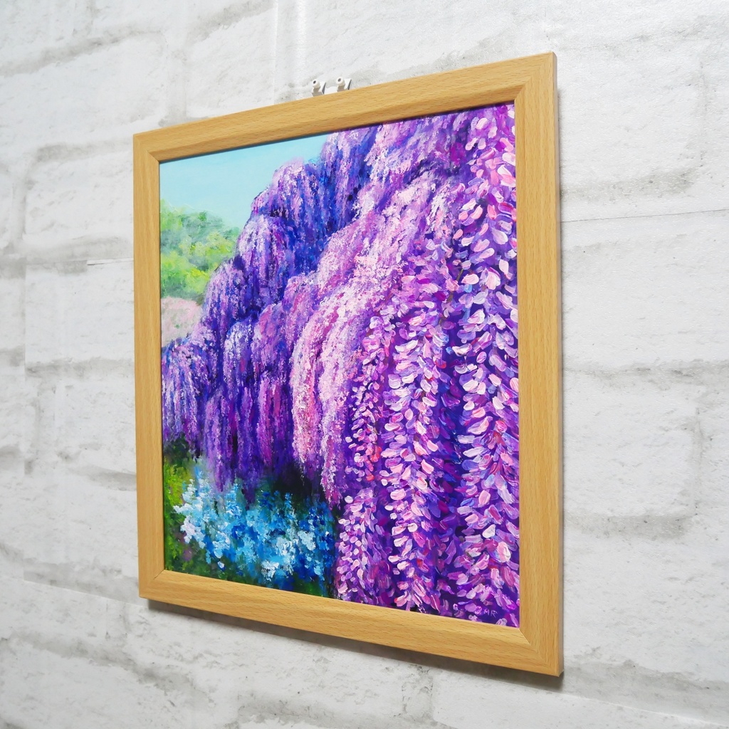【原画】藤の花咲く春の風景「悠久の紫」 油絵/風景画/癒し/インテリア