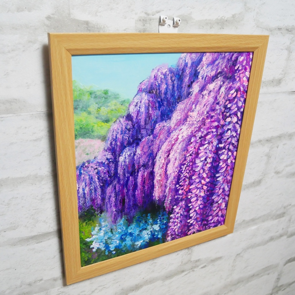 【原画】藤の花咲く春の風景「悠久の紫」 油絵/風景画/癒し/インテリア