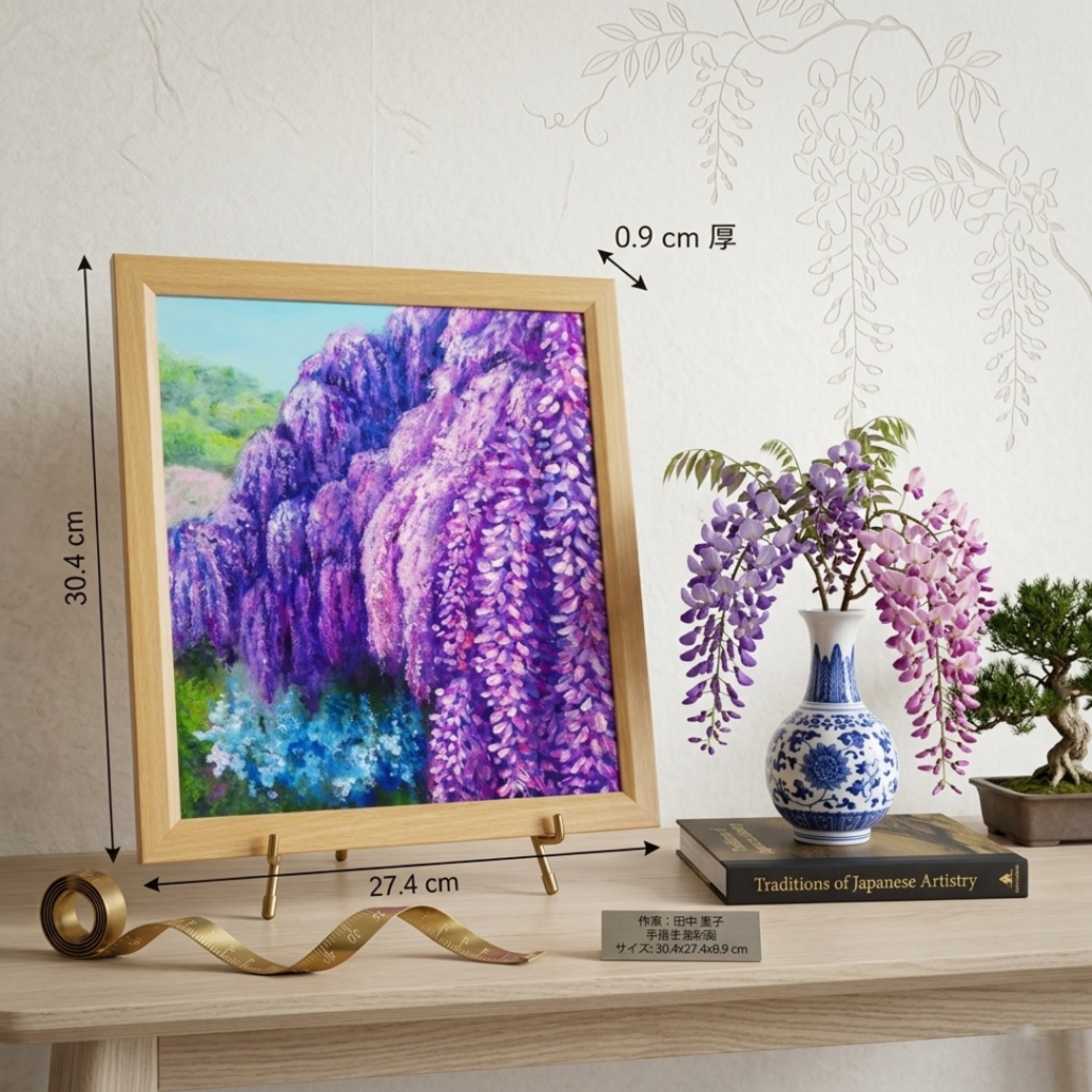 【原画】藤の花咲く春の風景「悠久の紫」 油絵/風景画/癒し/インテリア