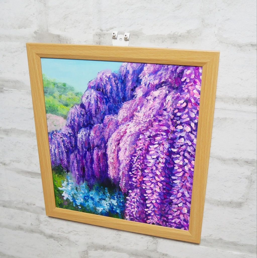 【原画】藤の花咲く春の風景「悠久の紫」 油絵/風景画/癒し/インテリア