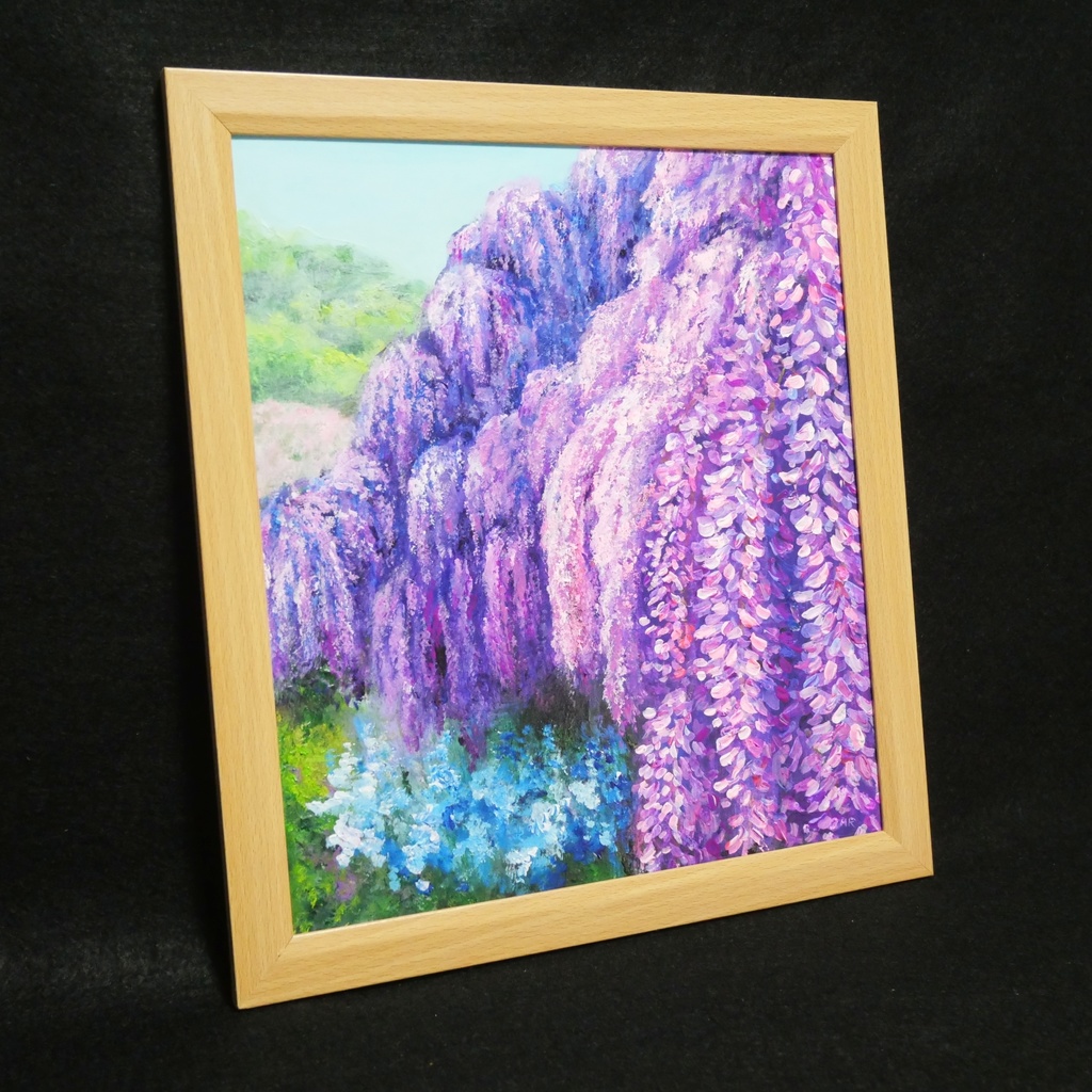 【原画】藤の花咲く春の風景「悠久の紫」 油絵/風景画/癒し/インテリア