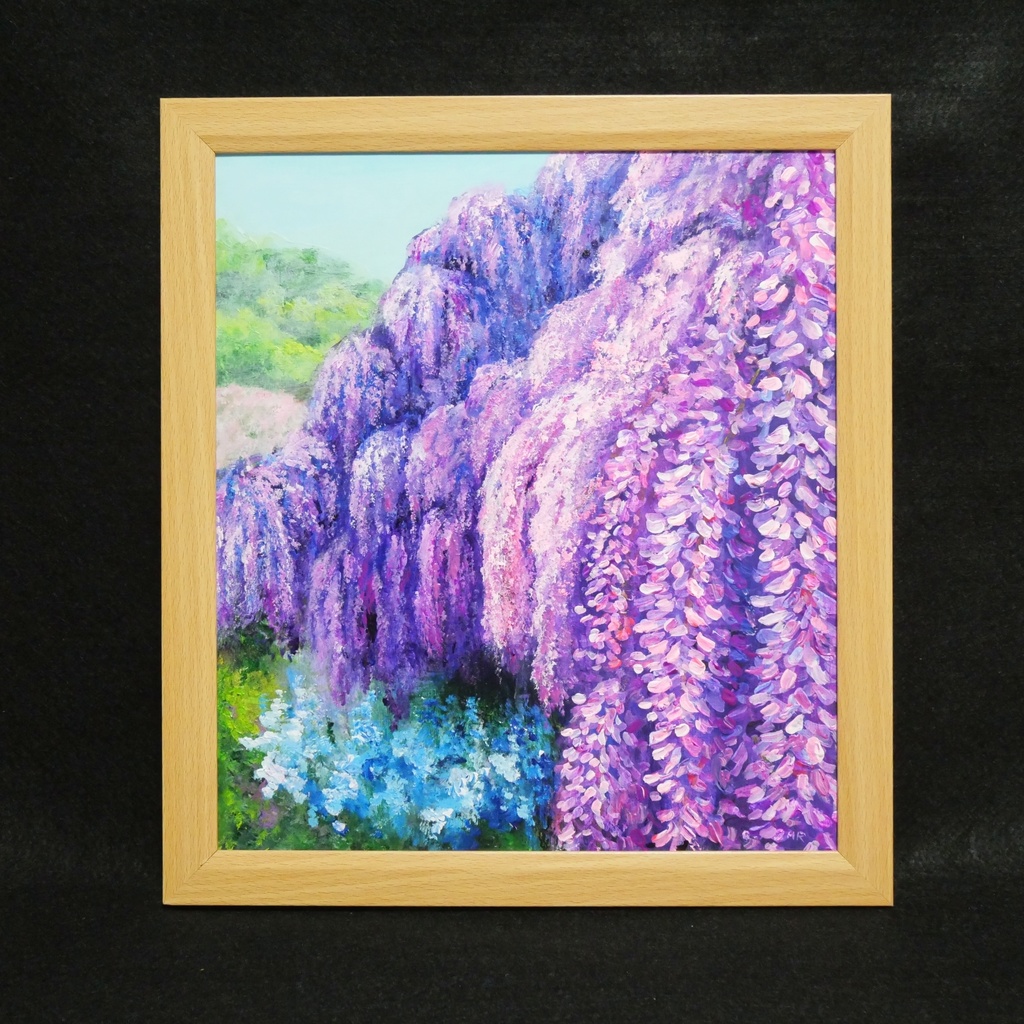 【原画】藤の花咲く春の風景「悠久の紫」 油絵/風景画/癒し/インテリア