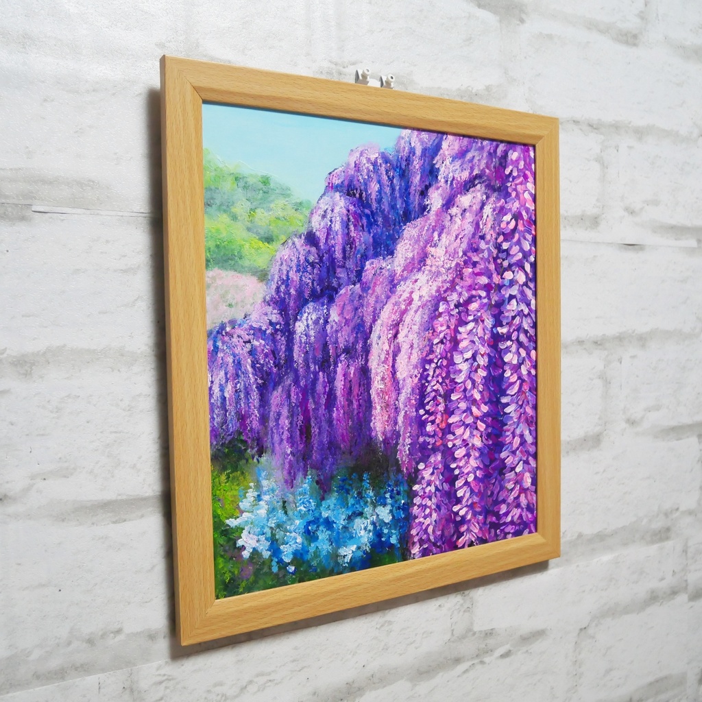 【原画】藤の花咲く春の風景「悠久の紫」 油絵/風景画/癒し/インテリア
