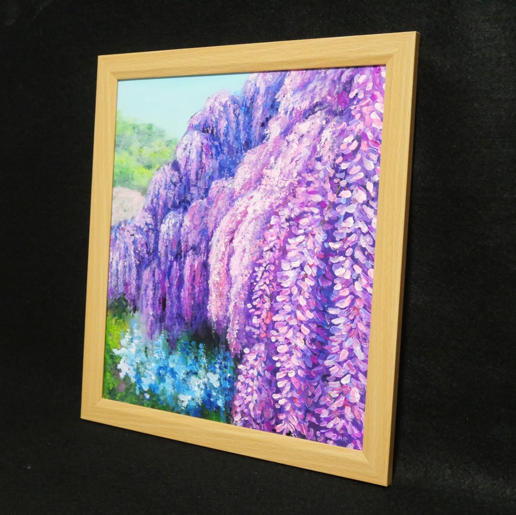 【原画】藤の花咲く春の風景「悠久の紫」 油絵/風景画/癒し/インテリア