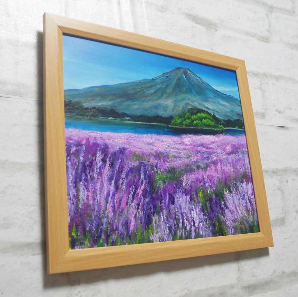 【原画】薫風に揺れるラベンダーと富士山|初夏の訪れ|幸福を呼ぶ紫の絵画
