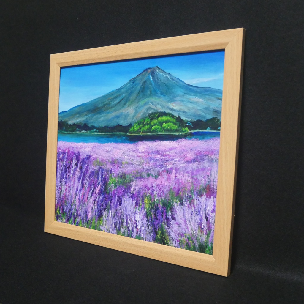 【原画】薫風に揺れるラベンダーと富士山|初夏の訪れ|幸福を呼ぶ紫の絵画