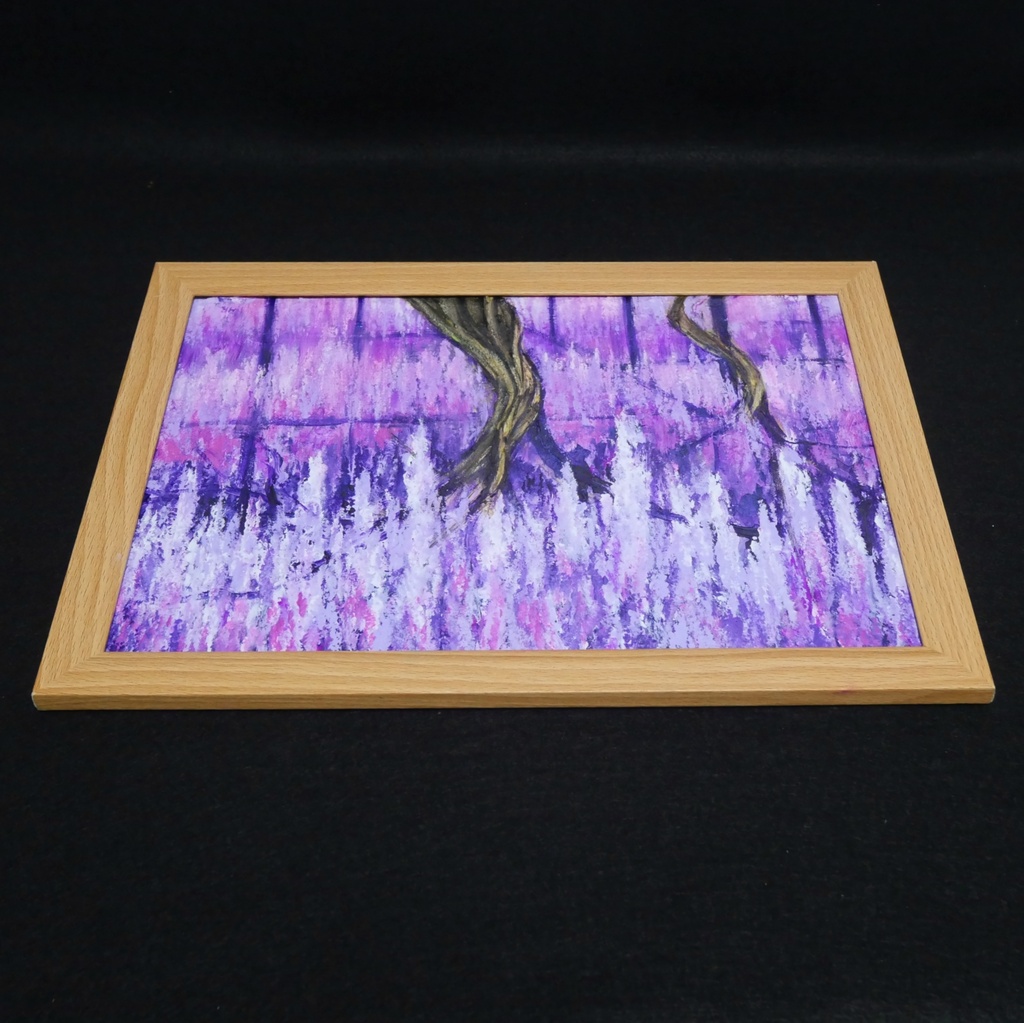 【原画一点物】天空から降る紫のシャンデリア 〜初夏の風に揺れる藤の花〜 油絵 額装込