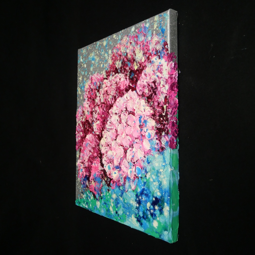 【原画】雨上がりのプレリュード / 紫陽花 油絵 絵画 インテリア アジサイ
