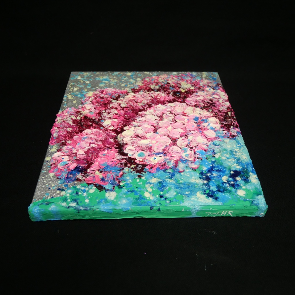 【原画】雨上がりのプレリュード / 紫陽花 油絵 絵画 インテリア アジサイ