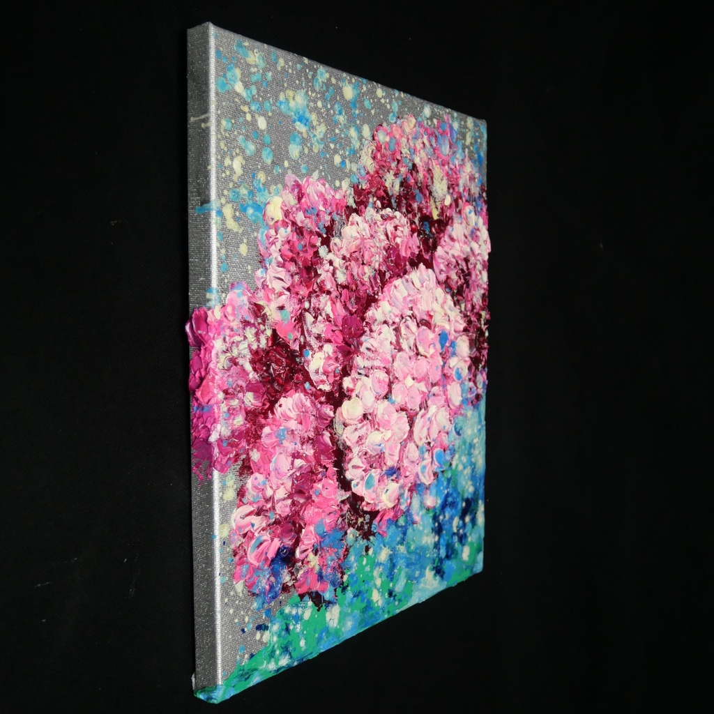 【原画】雨上がりのプレリュード / 紫陽花 油絵 絵画 インテリア アジサイ