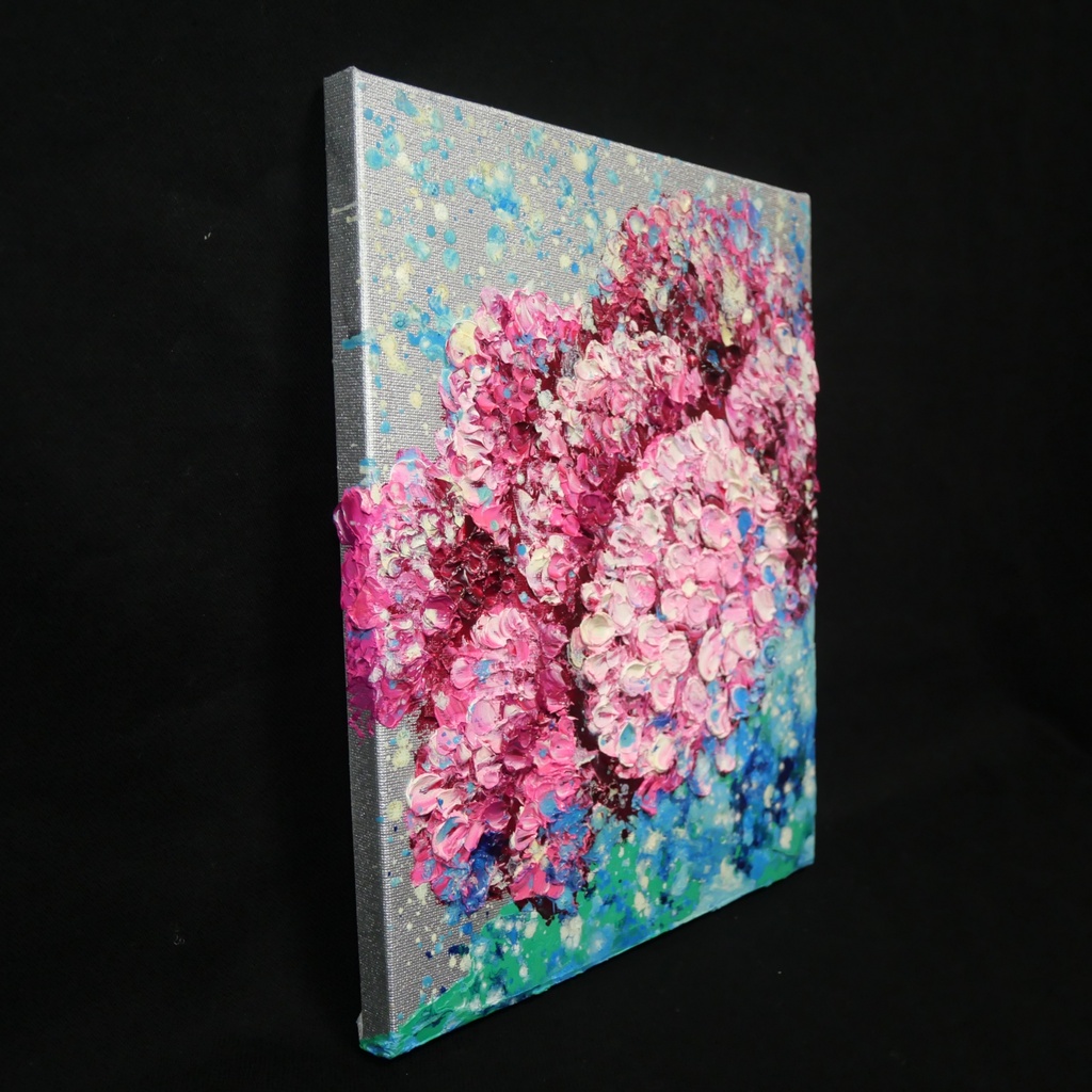 【原画】雨上がりのプレリュード / 紫陽花 油絵 絵画 インテリア アジサイ
