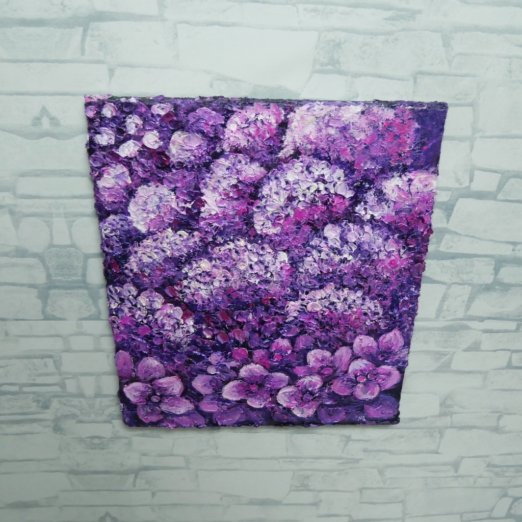 紫陽花 ハンドメイド絵画【永遠に咲く雨の宝石】油絵 原画 初夏 インテリア 壁掛け 花 アジサイ
