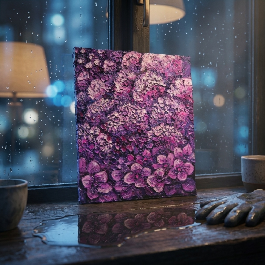 紫陽花 ハンドメイド絵画【永遠に咲く雨の宝石】油絵 原画 初夏 インテリア 壁掛け 花 アジサイ