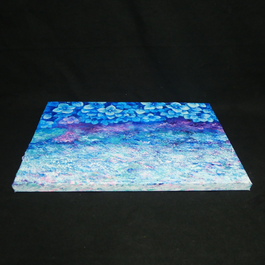 雨上がりの奇跡 〜光満ちる紫陽花畑〜 【油絵 原画 F4号】 アジサイ 紫陽花 絵画 インテリア 壁掛け 初夏 抽象画
