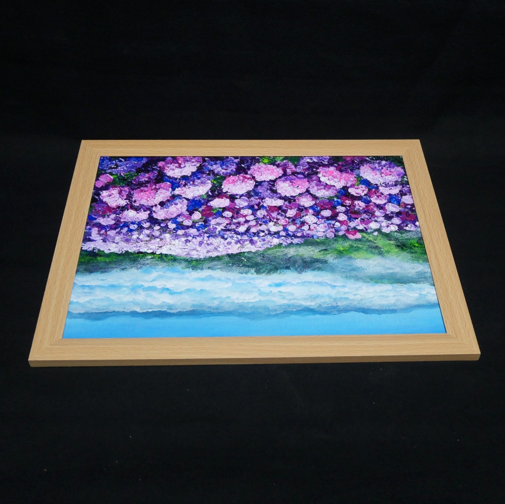 【1点物】油彩画『天空に咲く、光のアジサイ』梅雨・初夏を彩る花の絵画・壁掛けアート