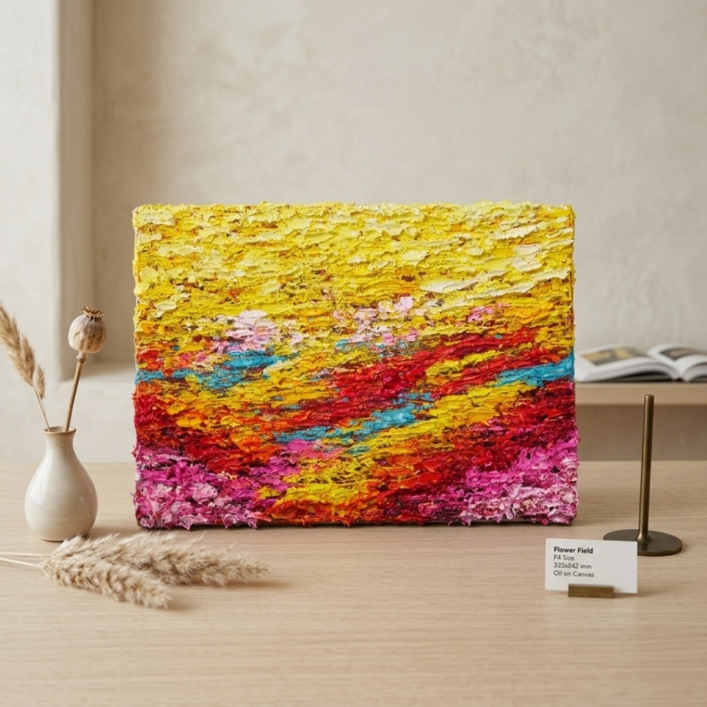 油絵 原画『希望の夜明け』 絵画 モダンアート インテリア 壁飾り 夏 風景画 朝焼け 抽象画 油彩画