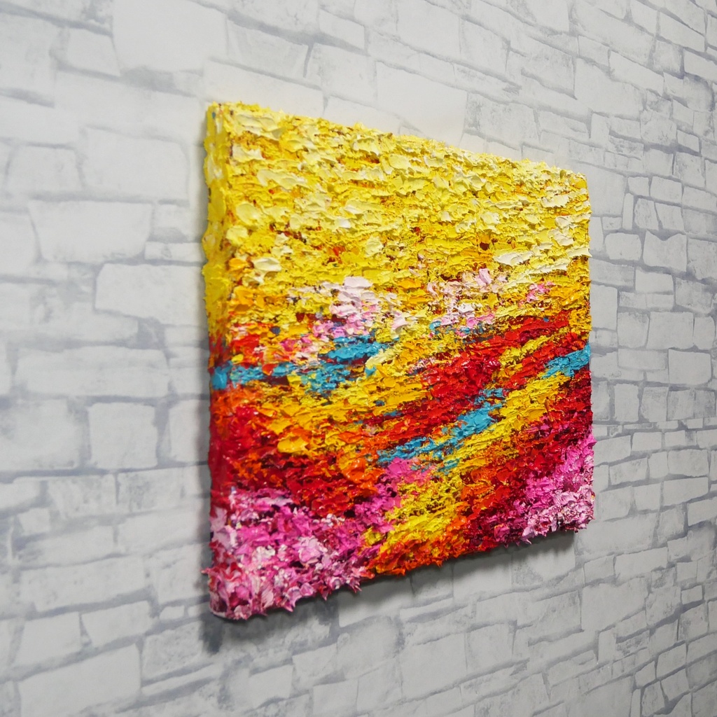 油絵 原画『希望の夜明け』 絵画 モダンアート インテリア 壁飾り 夏 風景画 朝焼け 抽象画 油彩画
