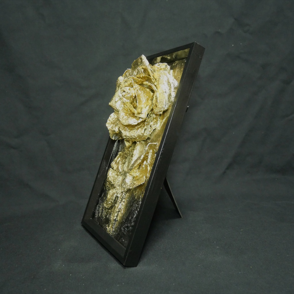油絵 原画【Eternal Aura 永遠のオーラ】立体 3D 額縁付 ゴールド 薔薇 バラ アート モダンインテリア 壁掛け 絵画 抽象画 母の日ギフト 新生活応援
