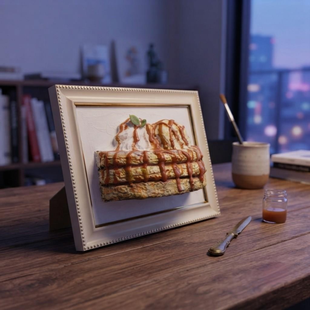 【立体油絵】『至福のプレリュード』3D絵画アート・インテリア・秋スイーツ