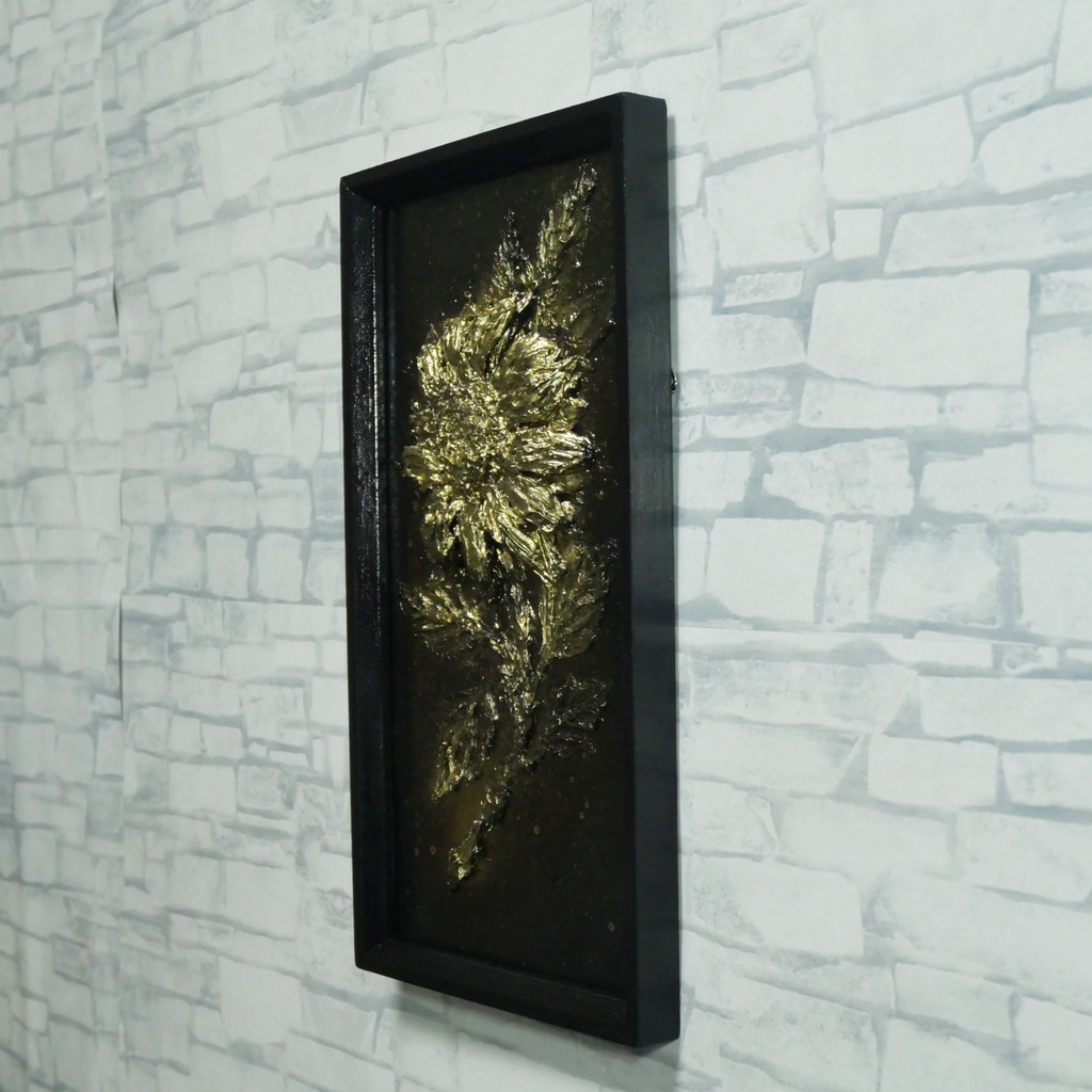 黄金の立体ひまわり 絵画【Eternal Sol】テクスチャーアート 油絵 油彩画 モダンアート 夏インテリア 壁掛け原画