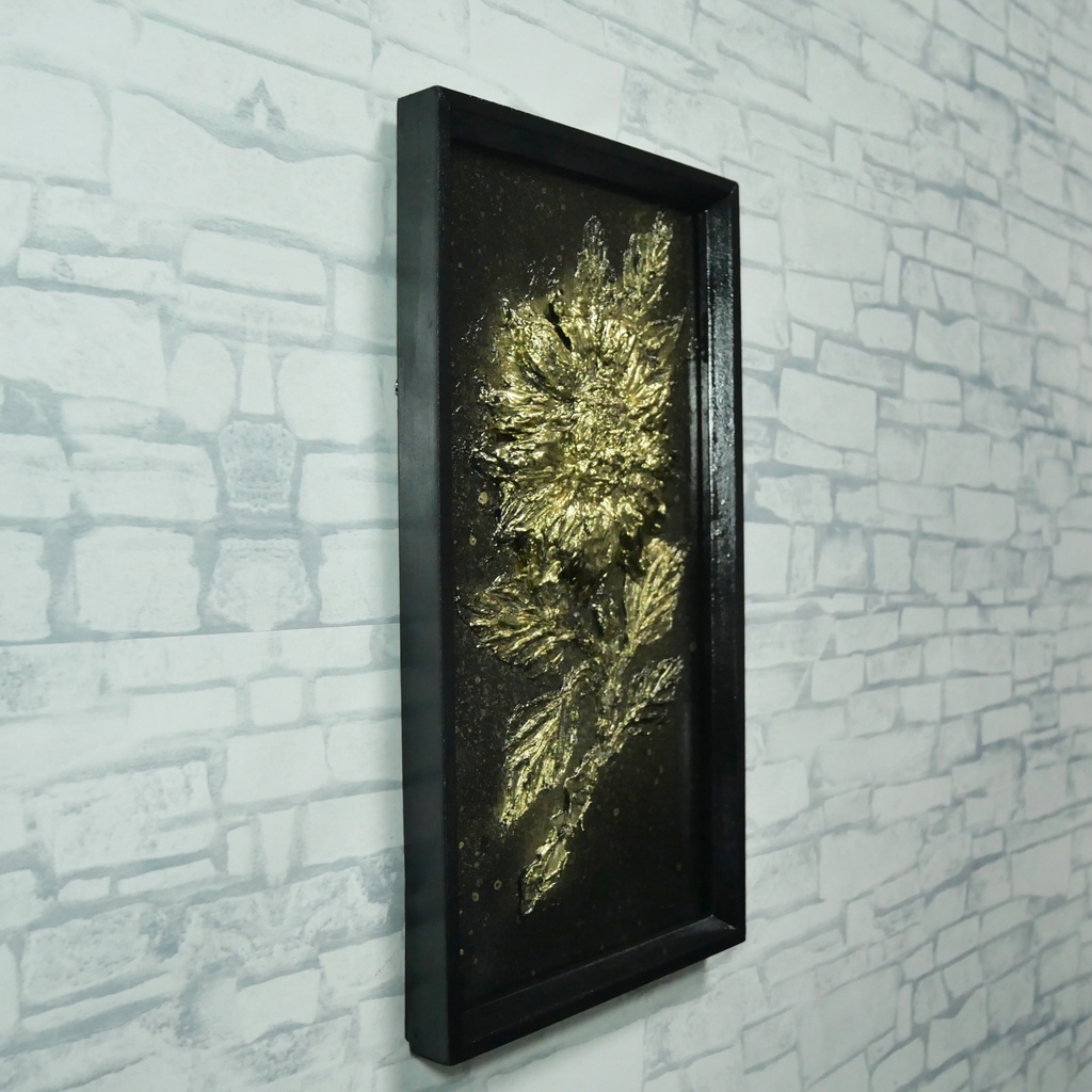 黄金の立体ひまわり 絵画【Eternal Sol】テクスチャーアート 油絵 油彩画 モダンアート 夏インテリア 壁掛け原画