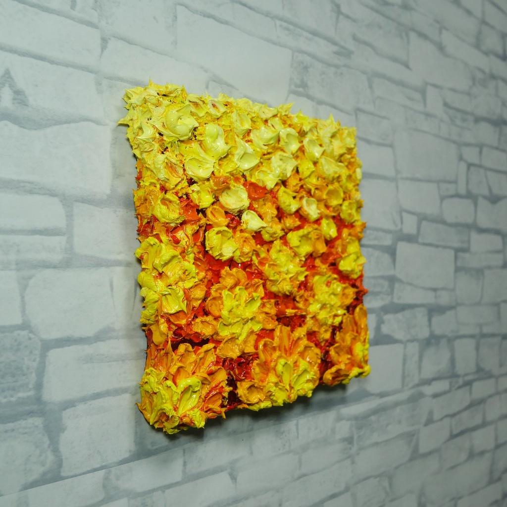 【油絵/原画一点物】黄金の祝祭 〜マリーゴールドの輝き〜(立体テクスチャーアート/アナログ原画)