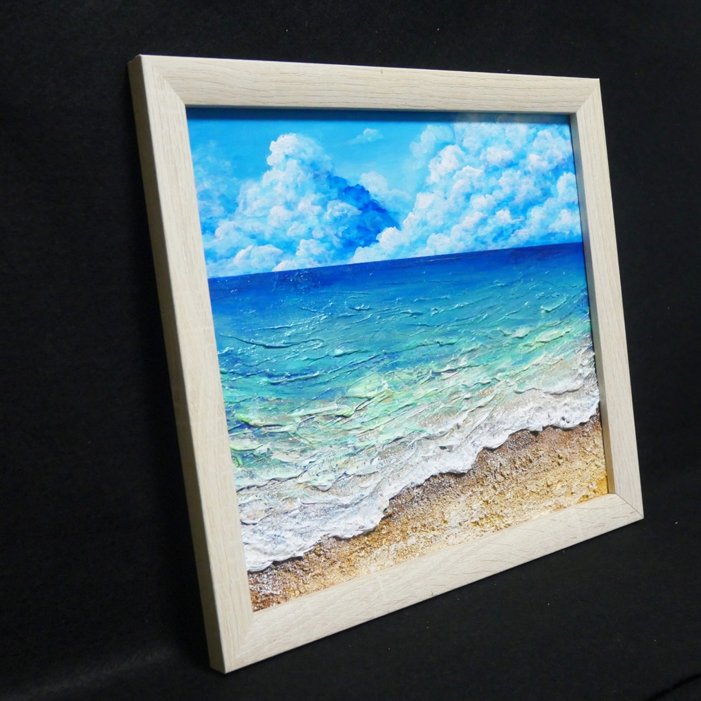 【夏を彩る青の世界】原画『深呼吸する、エメラルド・ビーチ』油絵/油彩画/海/インテリア/北欧