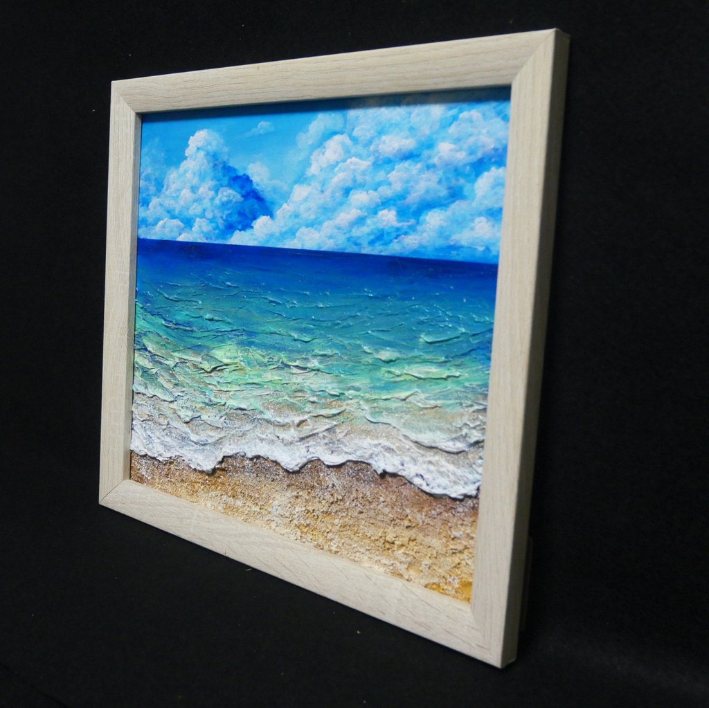 【夏を彩る青の世界】原画『深呼吸する、エメラルド・ビーチ』油絵/油彩画/海/インテリア/北欧
