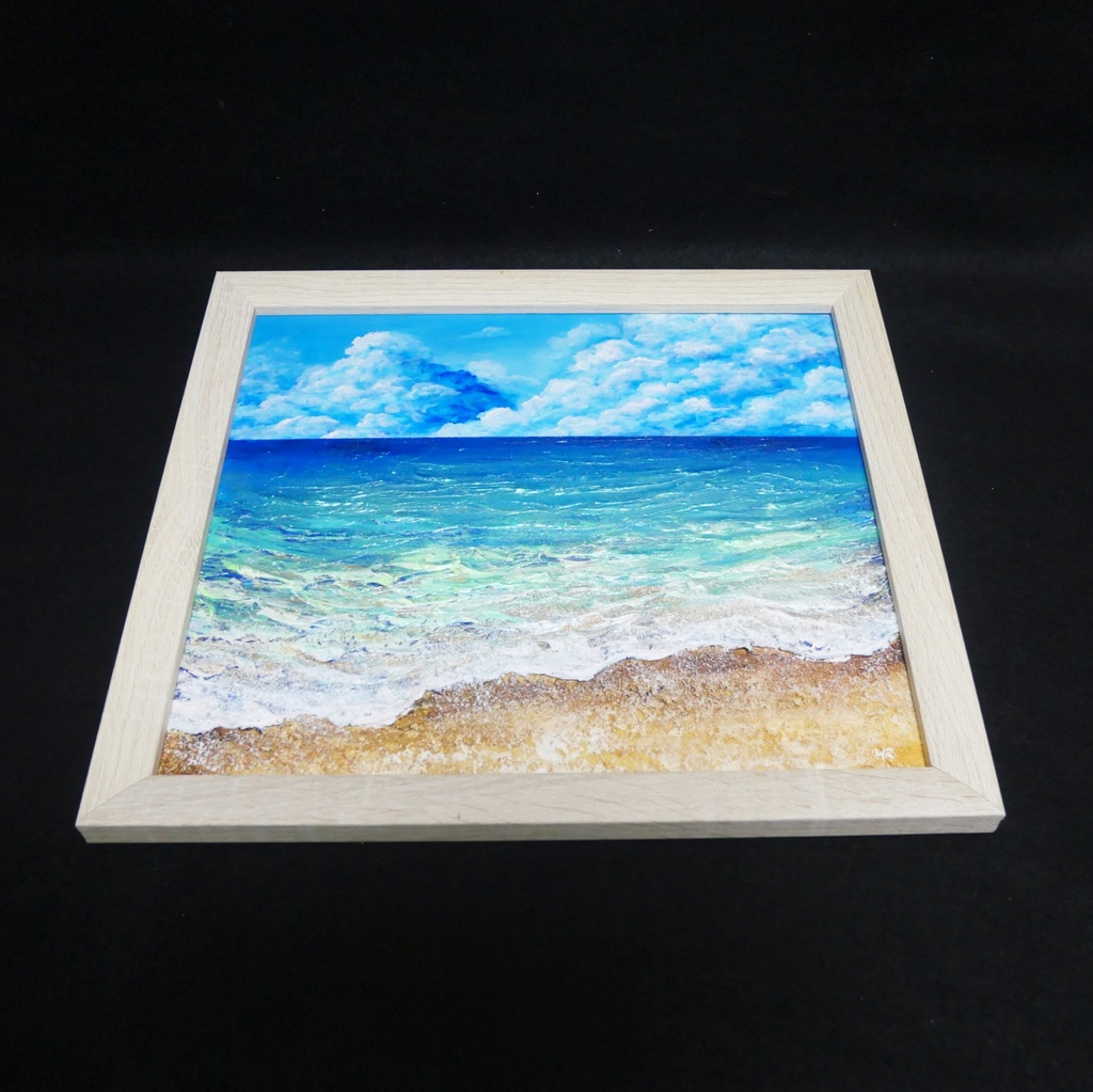 【夏を彩る青の世界】原画『深呼吸する、エメラルド・ビーチ』油絵/油彩画/海/インテリア/北欧