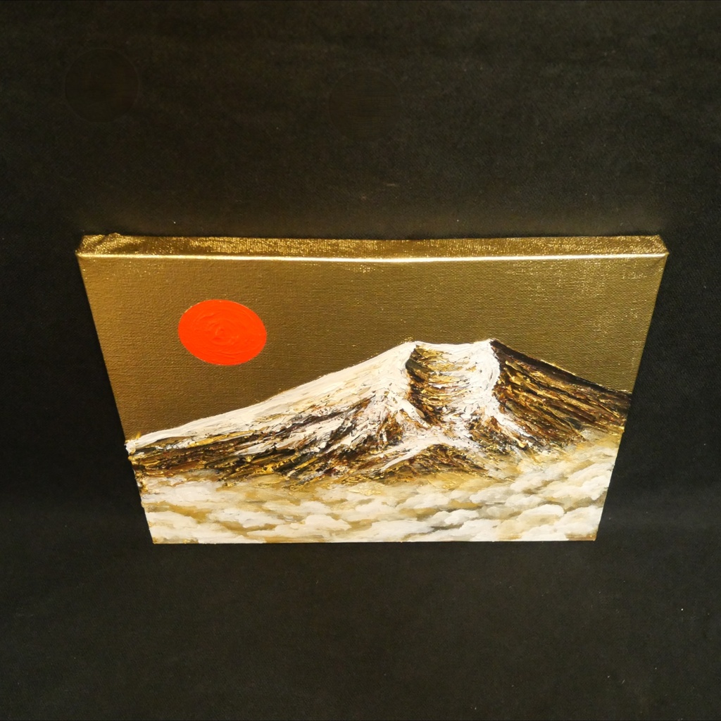 【黄金富士】金運・運気上昇を願う 贅沢な純金色彩の油彩画|開運 富士山 インテリア」
