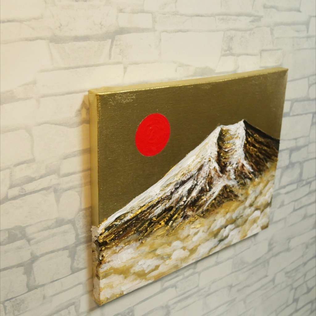 【黄金富士】金運・運気上昇を願う 贅沢な純金色彩の油彩画|開運 富士山 インテリア」
