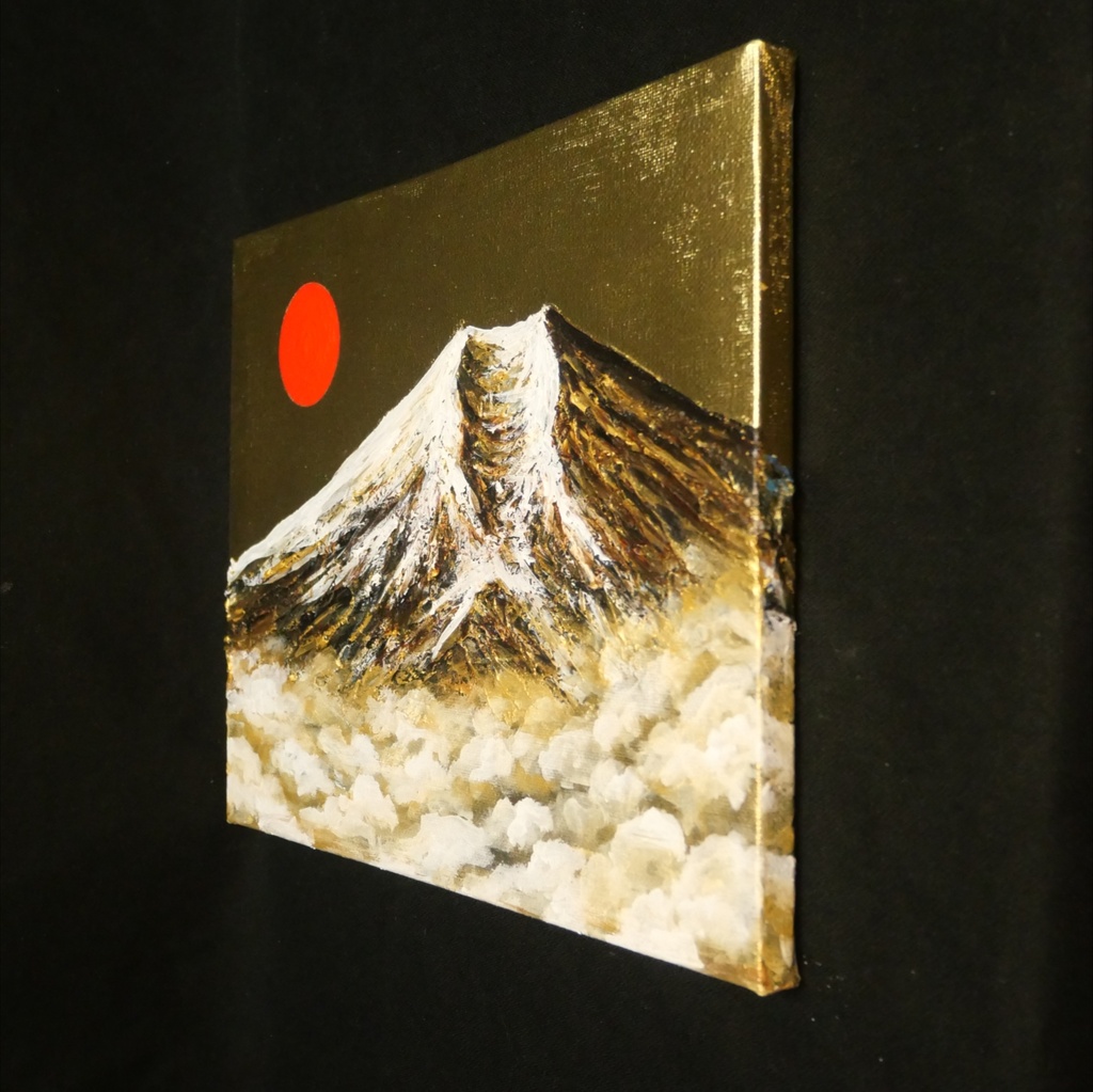 【黄金富士】金運・運気上昇を願う 贅沢な純金色彩の油彩画|開運 富士山 インテリア」