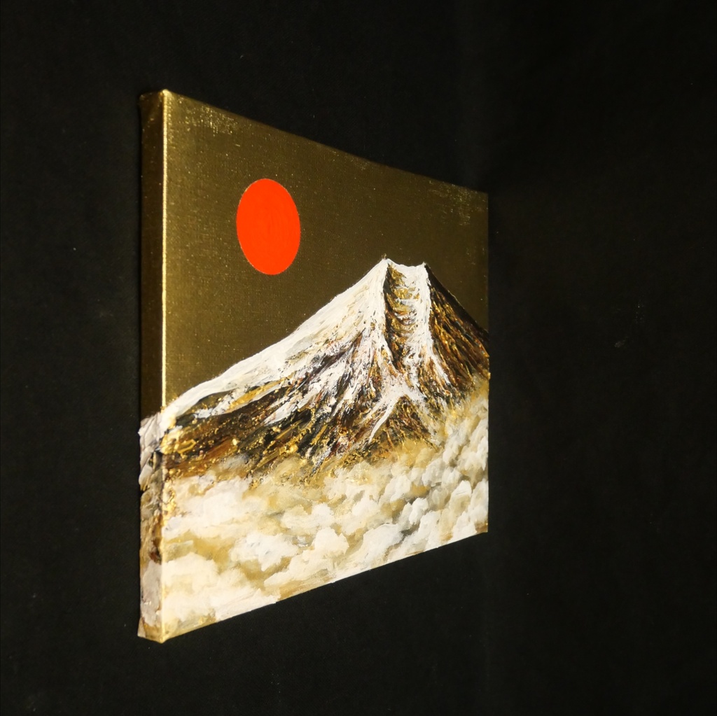 【黄金富士】金運・運気上昇を願う 贅沢な純金色彩の油彩画|開運 富士山 インテリア」