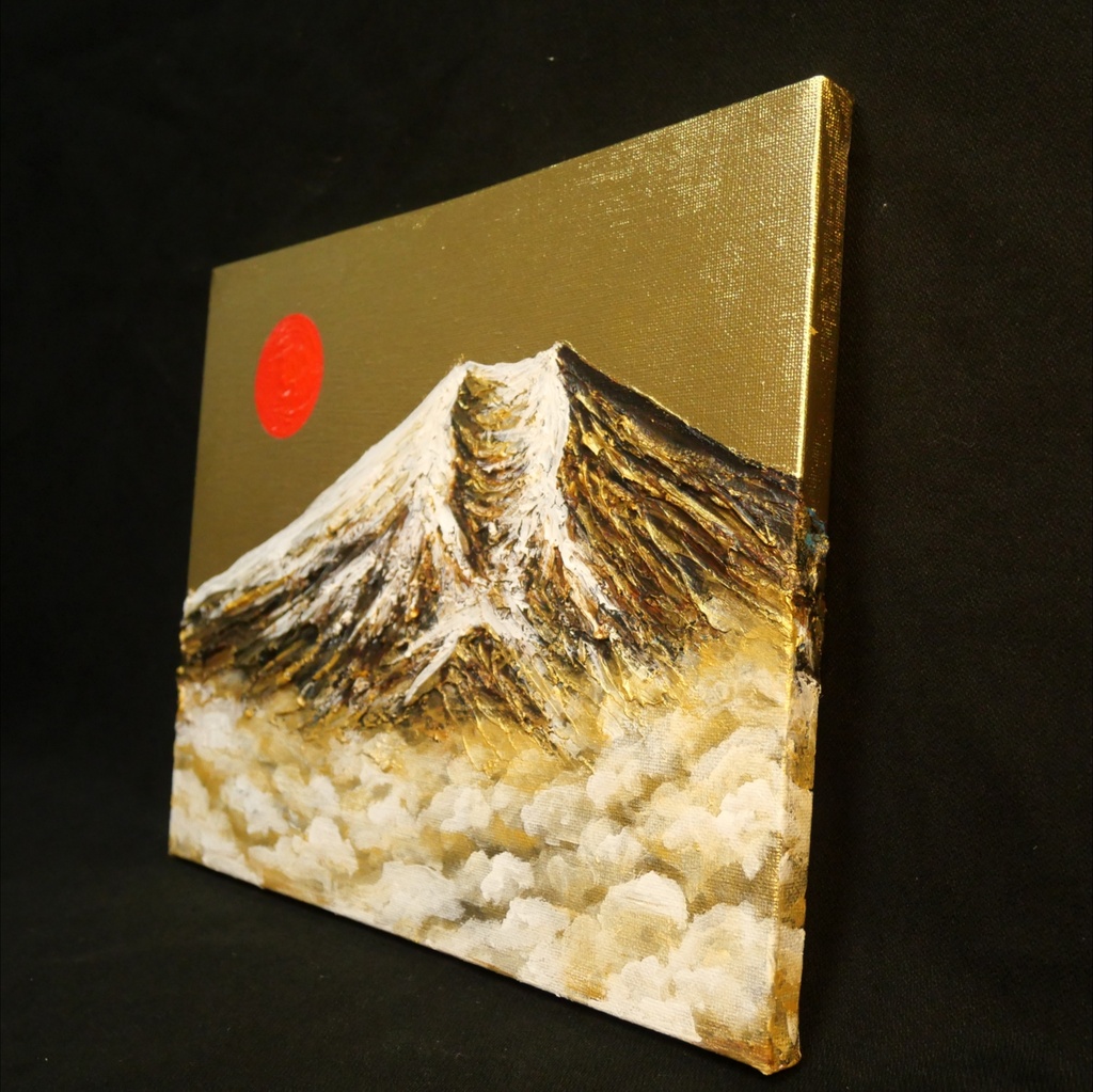 【黄金富士】金運・運気上昇を願う 贅沢な純金色彩の油彩画|開運 富士山 インテリア」