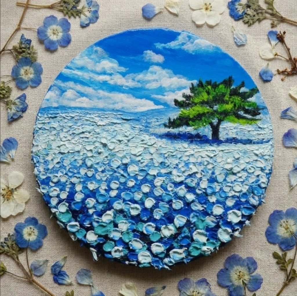 【風の深呼吸】幸運を呼び込む円のアート|油絵 原画|誕生日・新築祝いのギフトにも