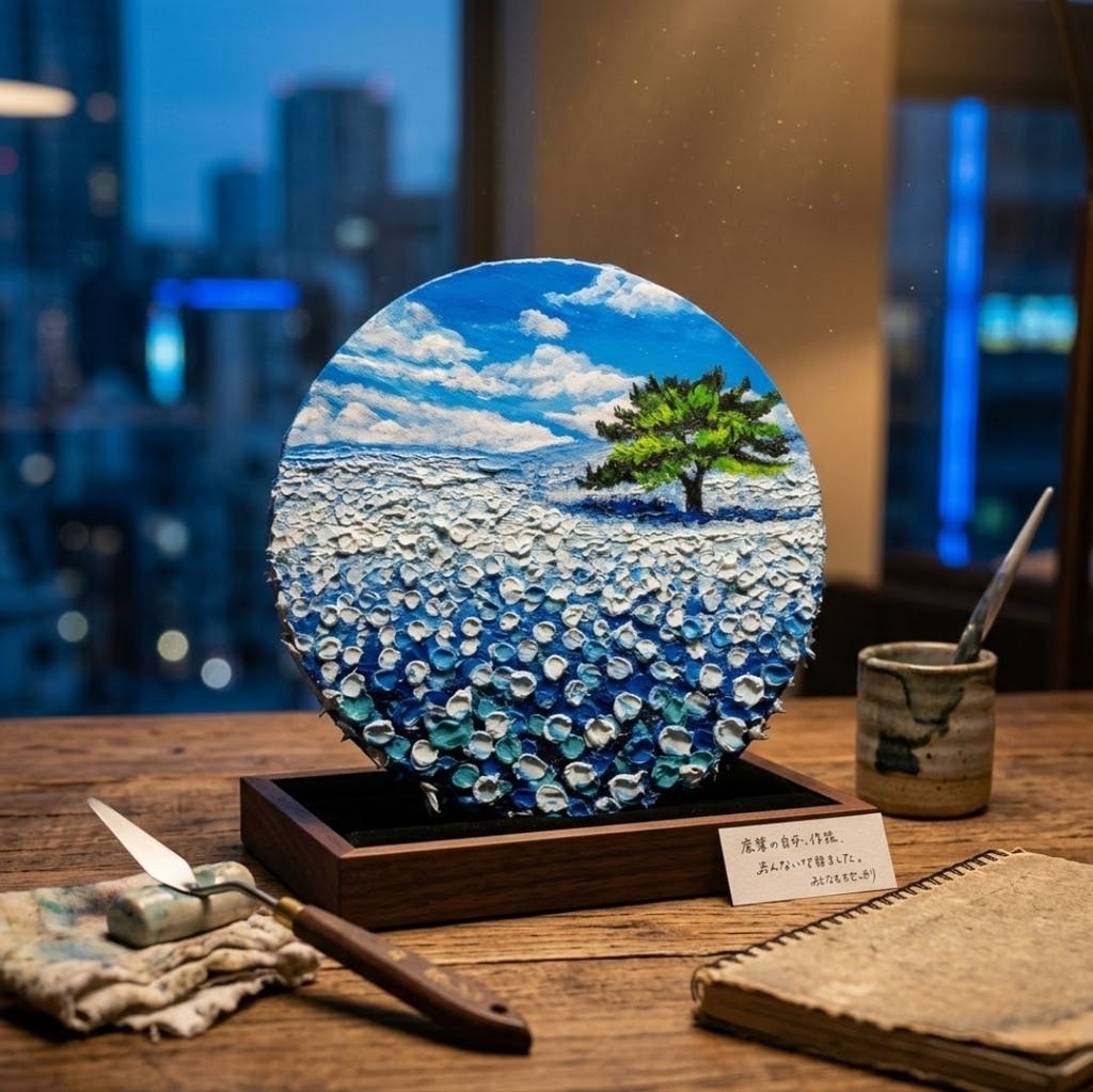 【風の深呼吸】幸運を呼び込む円のアート|油絵 原画|誕生日・新築祝いのギフトにも