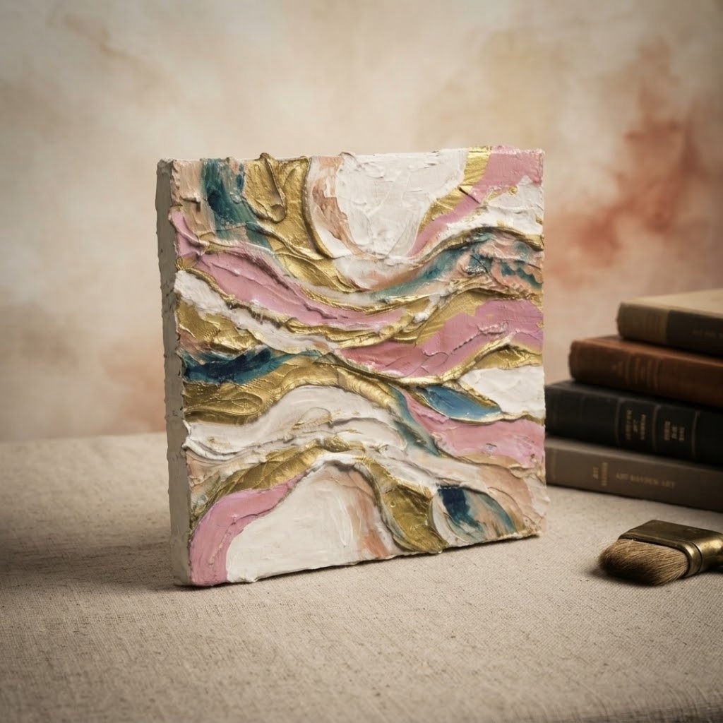 【絵画原画】Pink Marble Luxury（抽象画 / テクスチャーアート アートパネル）