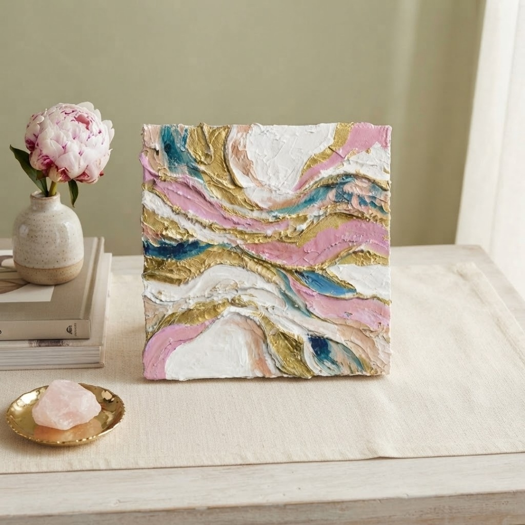 【絵画原画】Pink Marble Luxury(抽象画 / テクスチャーアート アートパネル)