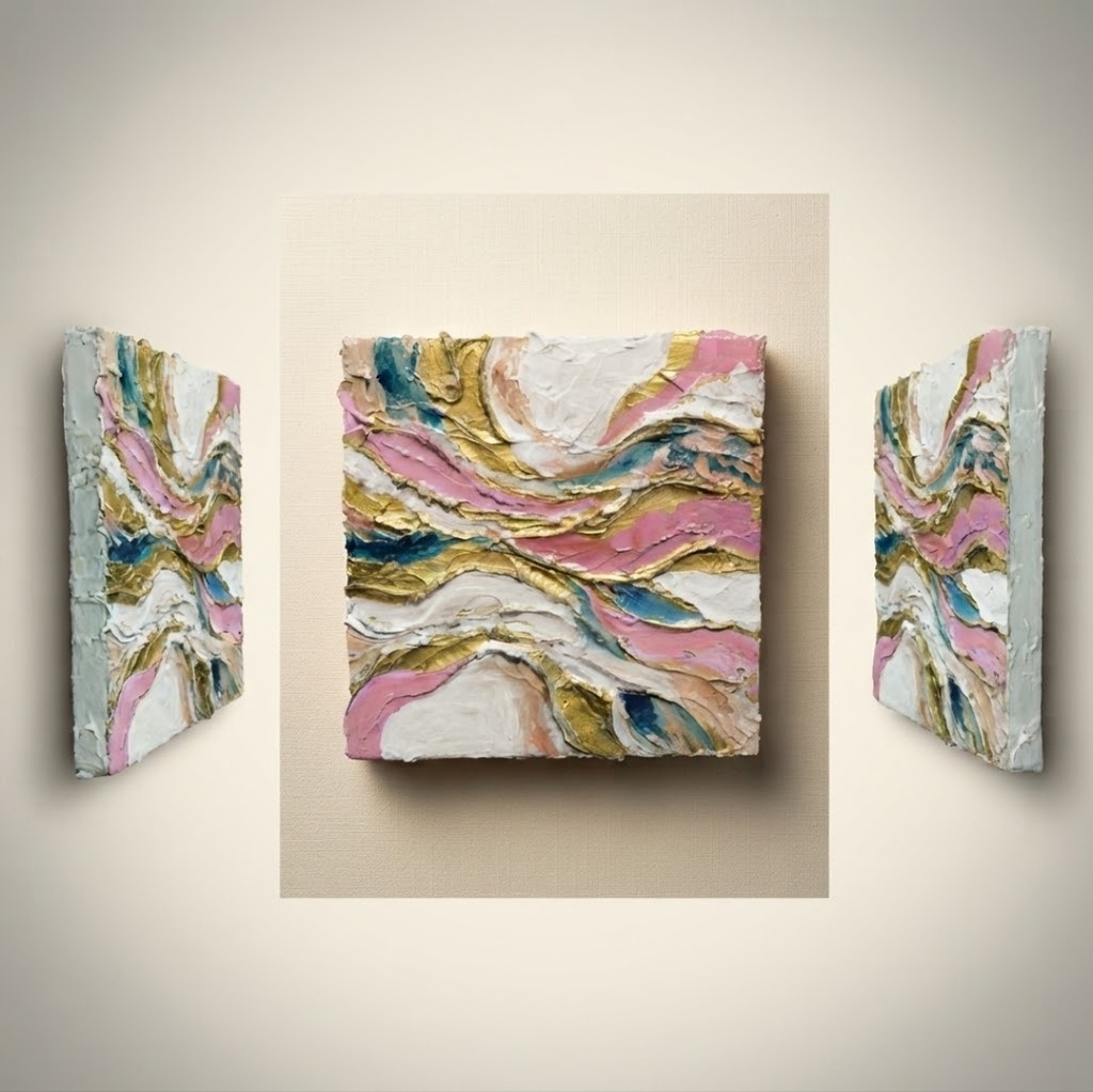 【絵画原画】Pink Marble Luxury(抽象画 / テクスチャーアート アートパネル)