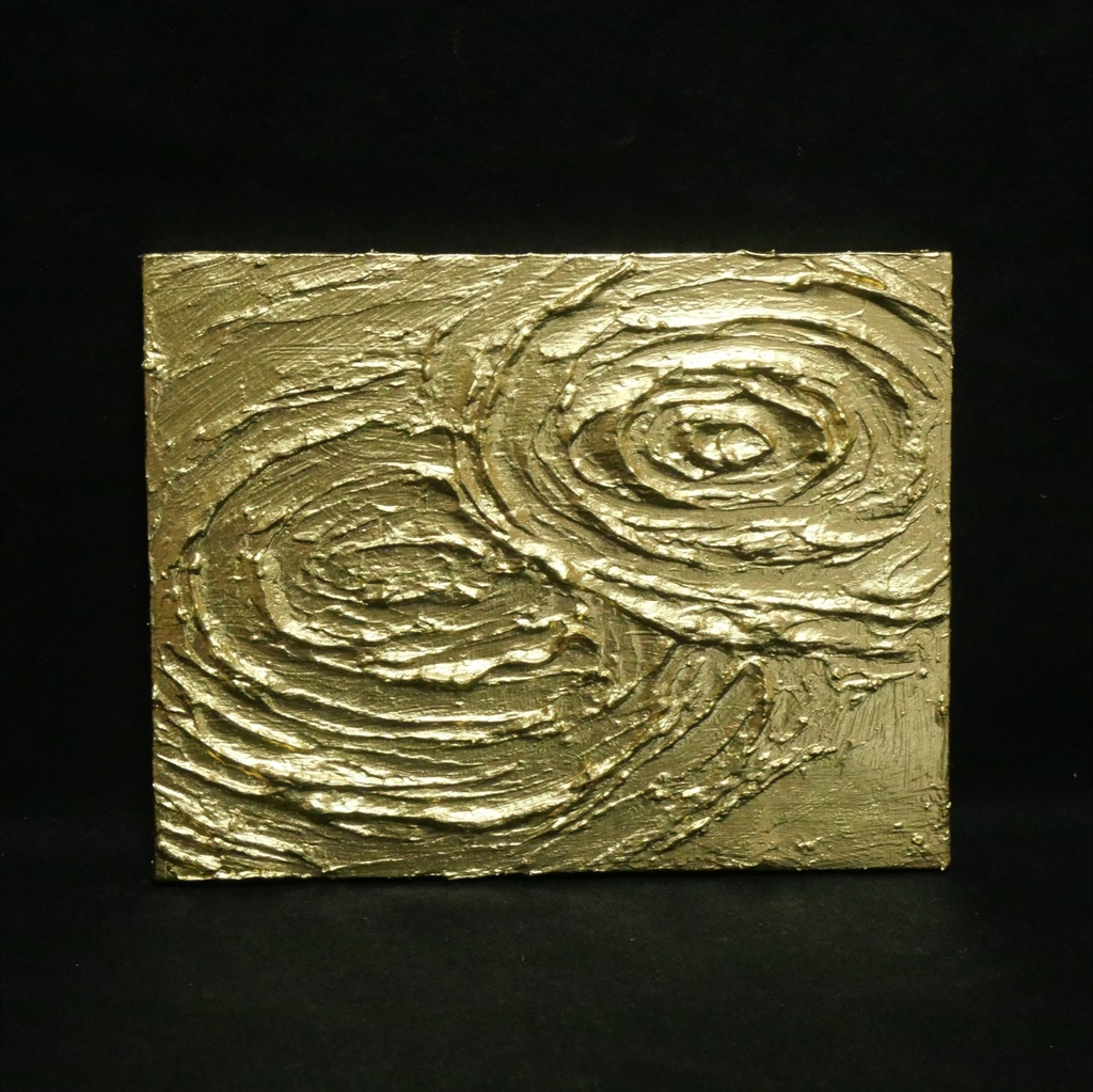 【一点物】金運開運絵画『Ripples of Fortune』モダン抽象画 ゴールド F0号