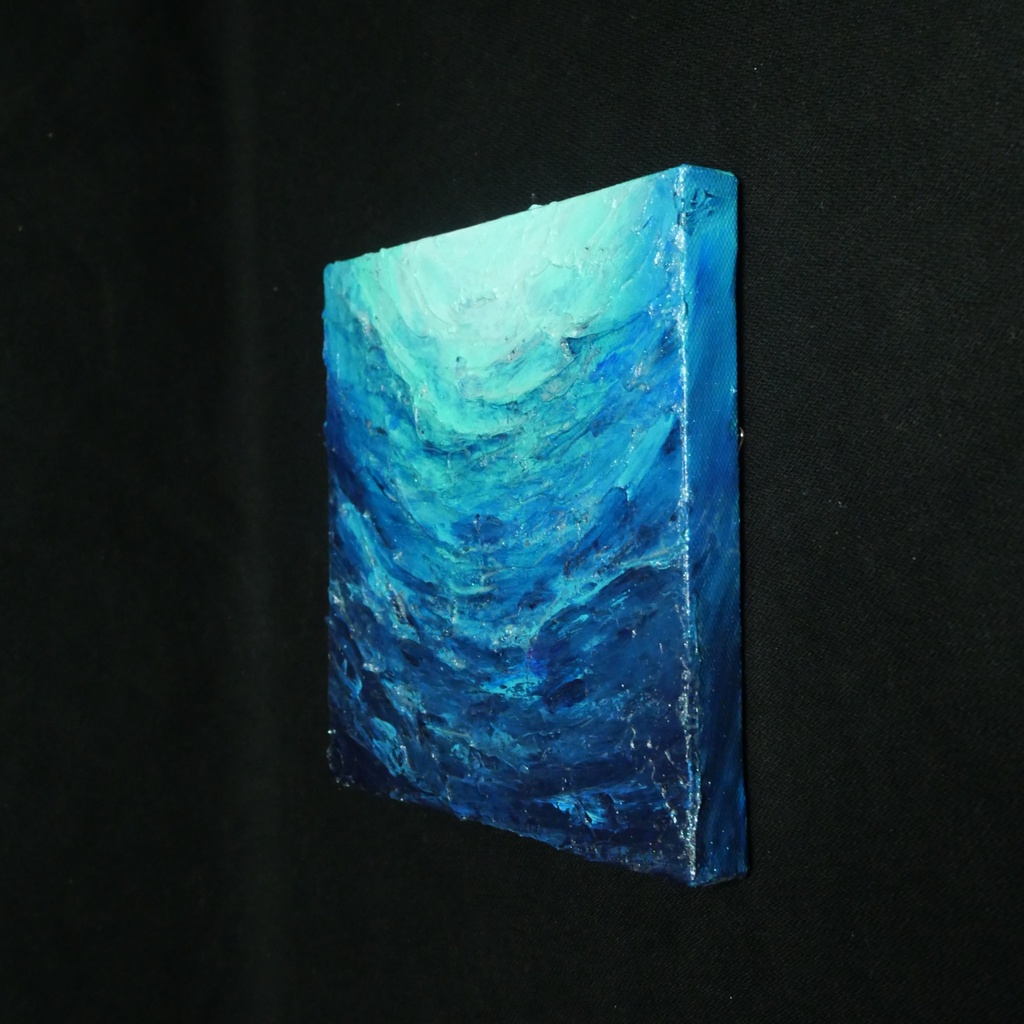 【碧の夜明け】海のテクスチャーアート 抽象画アートパネル(額縁なし・壁掛け可)贈り物にも