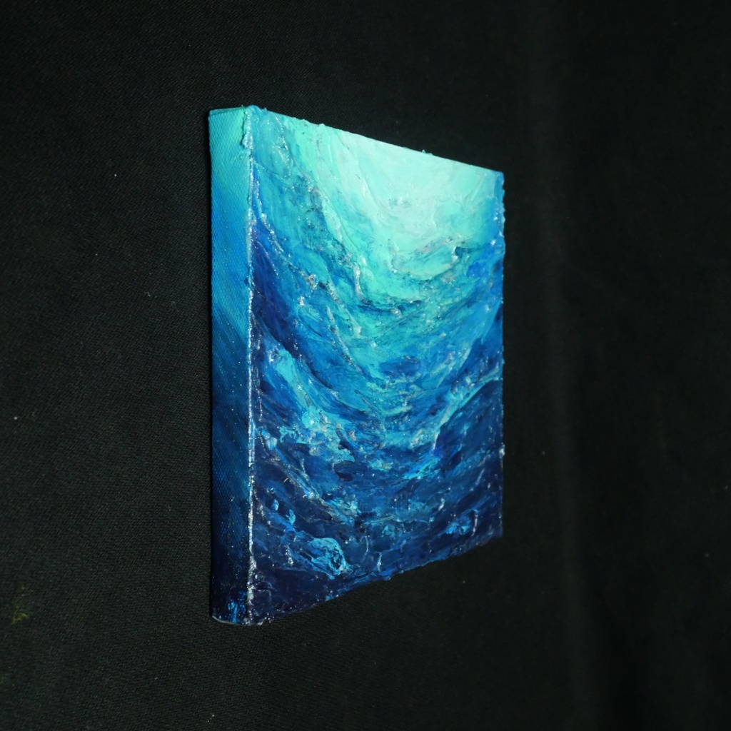 【碧の夜明け】海のテクスチャーアート 抽象画アートパネル(額縁なし・壁掛け可)贈り物にも