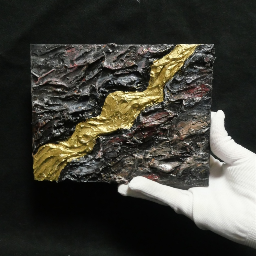 【ギフト対応】原画『Gold Vein』F0号 テクスチャーアート 抽象画 新築祝/結婚祝