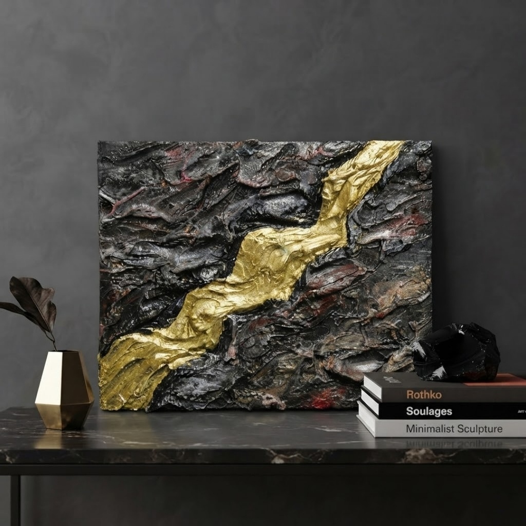 【ギフト対応】原画『Gold Vein』F0号 テクスチャーアート 抽象画 新築祝/結婚祝