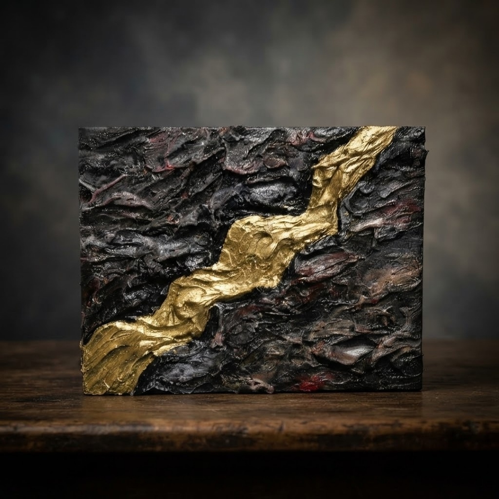 【ギフト対応】原画『Gold Vein』F0号 テクスチャーアート 抽象画 新築祝/結婚祝