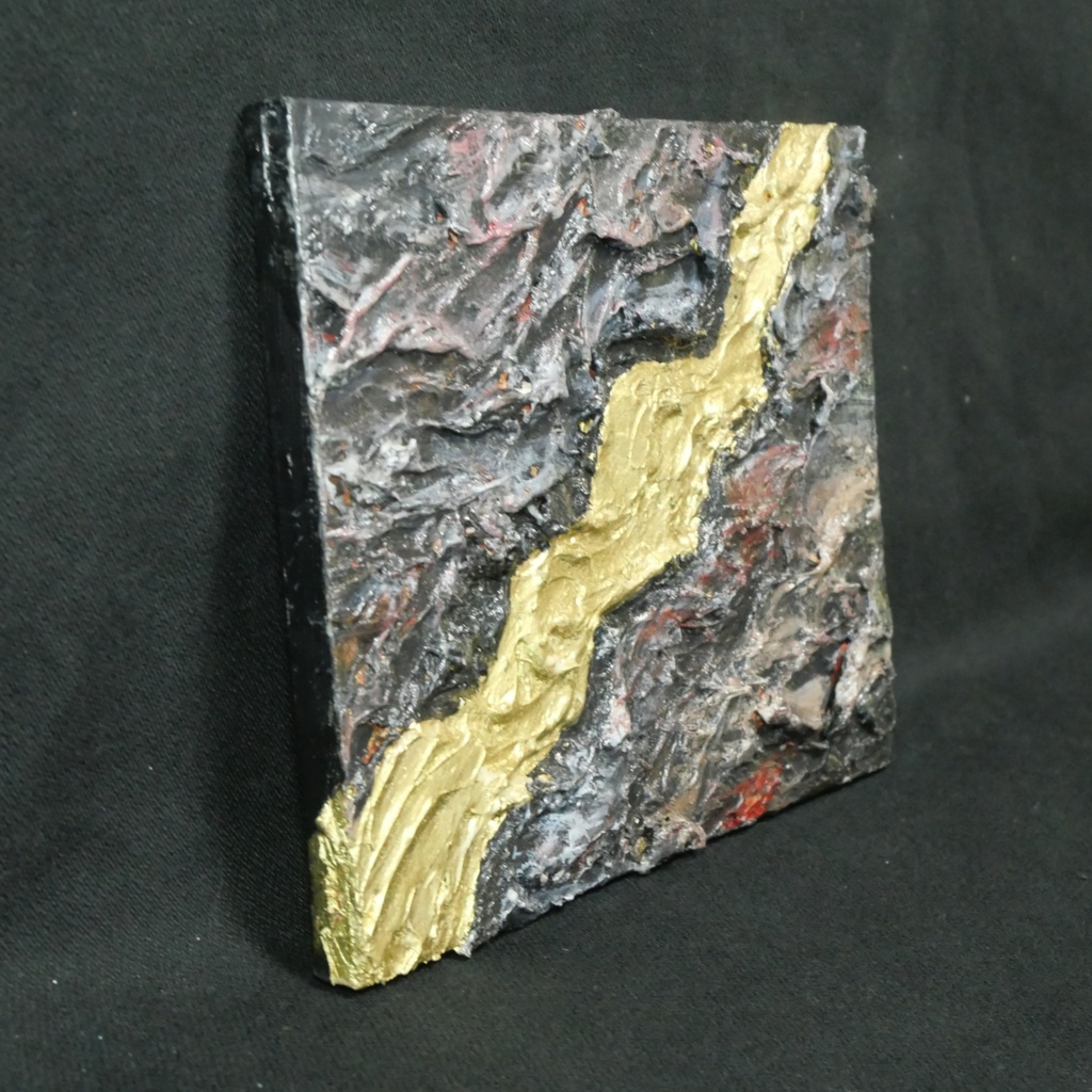 【ギフト対応】原画『Gold Vein』F0号 テクスチャーアート 抽象画 新築祝/結婚祝