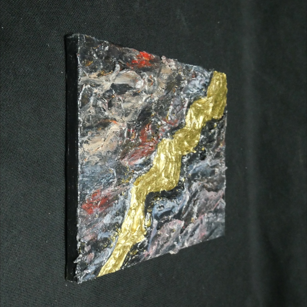 【ギフト対応】原画『Gold Vein』F0号 テクスチャーアート 抽象画 新築祝/結婚祝